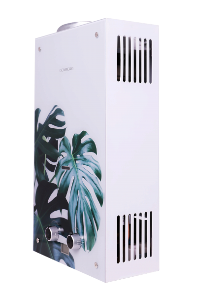 Водонагреватель газовый GENBERG Декор-Eco 210.01 Тропические листья, 10 л/мин, 20 кВт