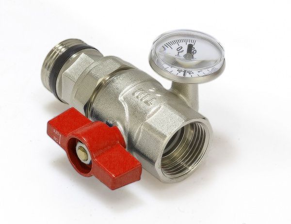 Комплект кранов ПРЯМЫХ с термометром 1" - "Американка " (комплект 2 шт.) TIM