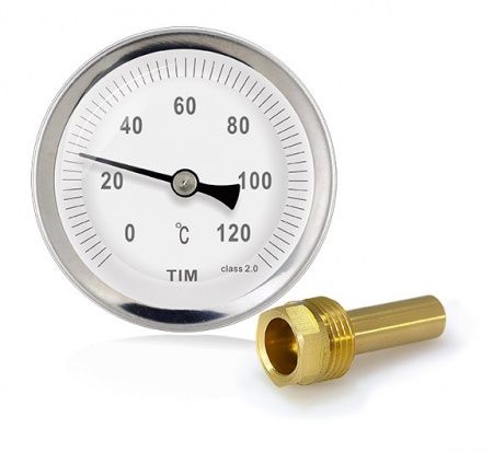 Термометр биметаллический 0--120 С,L50, 63мм, присоединение -1/2"