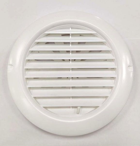 Решетка пластиковая D-125/160 круглая,  белая с жалюзи
