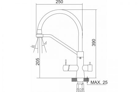 Смеситель РМС для кухни с переключением фильтра для питьевой воды SUS127GY-016F-015