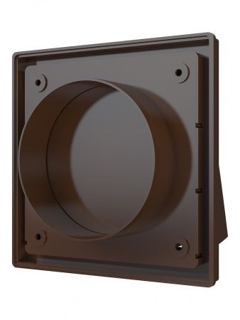 Выход стенной пластиковый D-100, 150х150мм, с клапанном (коричневый)