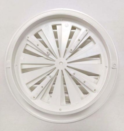 Решетка пластиковая D-125/160 круглая,  белая с жалюзи