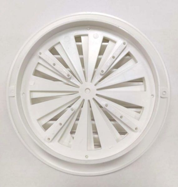 Решетка пластиковая D-125/160 круглая,  белая с жалюзи
