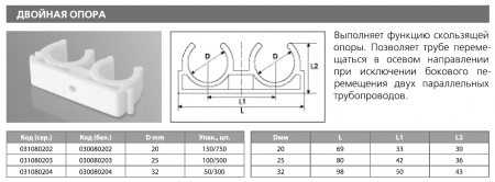 Опора двойная 20   (сер.) Тebo (50/500)