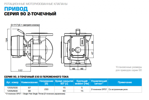 Электропривод (сервопривод) ESBE 95-2 (230В, 60 сек., 15 Нм)