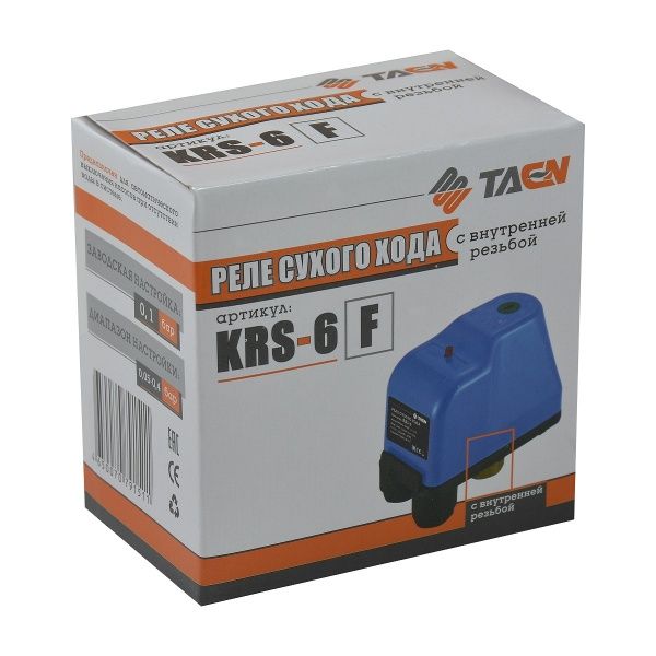 Реле сухого хода для насоса TAEN KRS-6F 1/4" вн. (диапазон настройки выключения насоса 0,05-0,4 бар)