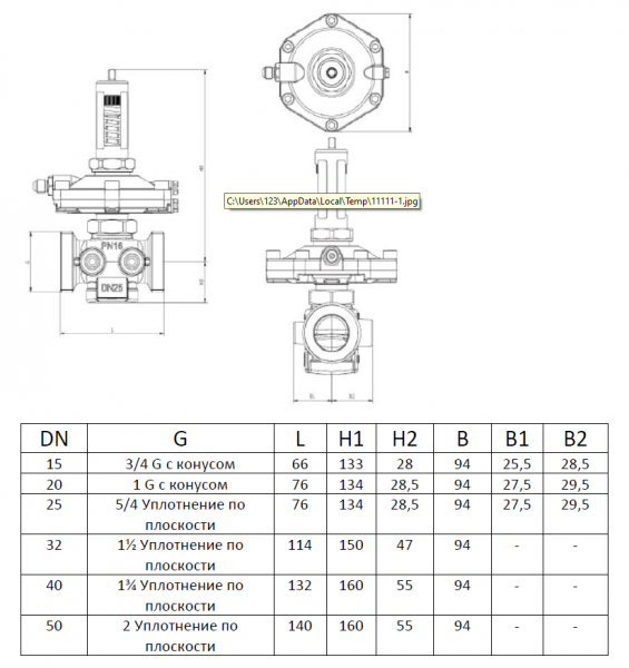 Автоматический клапан TOPAS APT (аналог Danfoss APT, Ридан APT-R)  Ду25, регулятор перепада давления