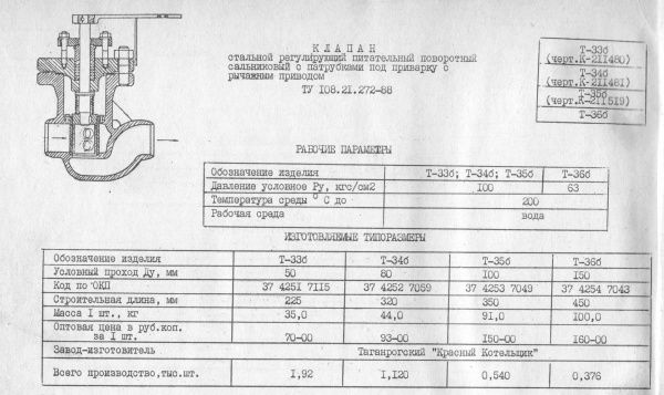 Клапан регулирующий Т-36б Ду 150,   Ру63   (под приварку, рычажный)