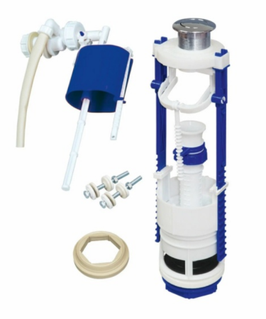 Арматура к унитазу, боковая подводка, 1 кнопка, пластик/хром