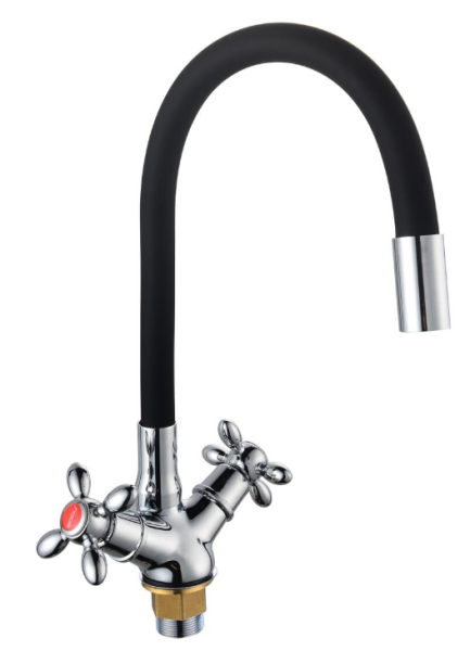 Смеситель BOOU для кухни двуручный, высокий излив BA5318-1F-E352A-В702