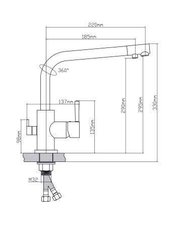 Смеситель для кухни с переключением фильтра для питьевой воды 91401