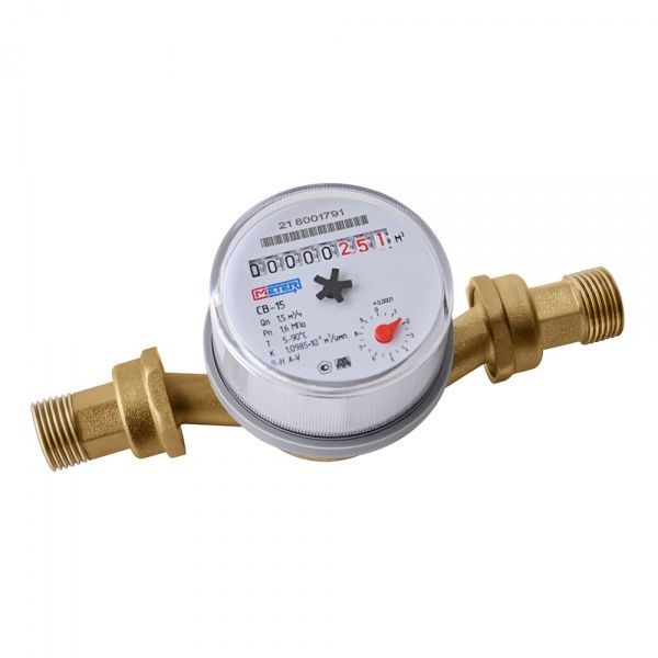 Счетчик воды "METER" СВ-15И, L-110 (с присоединителями) универсальный, с импульсным выходом