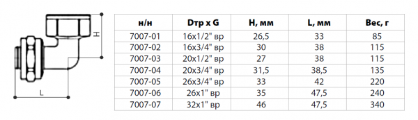 Угольник переходной ВР 16х1/2" покрытие никель (металлопластик)