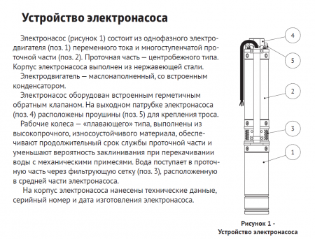 Насос 3,5" БЦП 0,5-40 (3,5", 370 Вт, кабель-20м, Нмакс-53м, Qмакс-1,8 куб.м/ч)