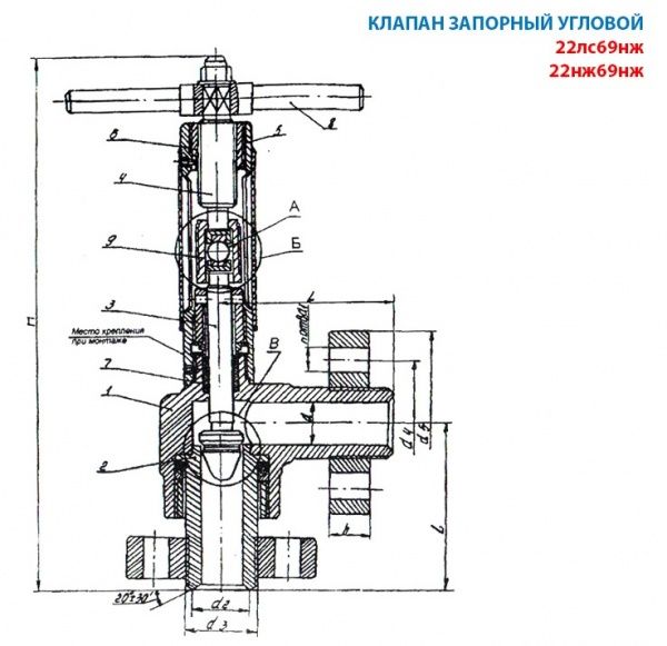Вентиль 22нж69нж (аналог) Ду6 Ру100 (фланцевый)
