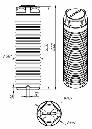 Емкость ПЭ цилиндрическая синего цвета VERT 400л