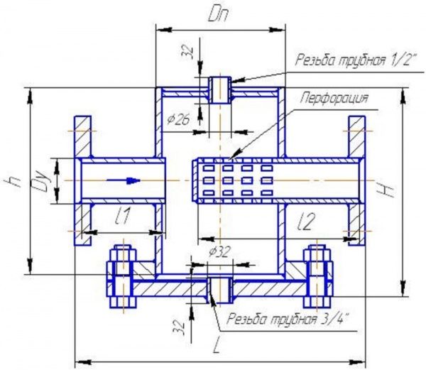 Грязевик фланцевый Ду 65, Ру-10