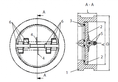 Клапан обратный межфланцевый CV16-0065 Ду65 Ру16