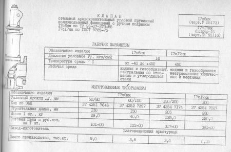 Клапан 17с6нж (ССПК4Р-16) Ду 50 пружина №10 (0,5-1,2 Атм), пружинный с подрывом