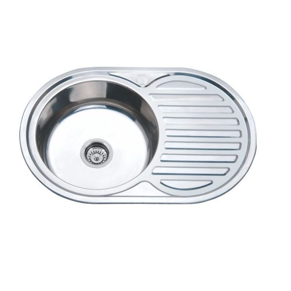 Мойка нерж. врезная овальная большая ПРАВОЕ крыло, РМС, MG6-7750OVL(0,6), 770х500х170 мм