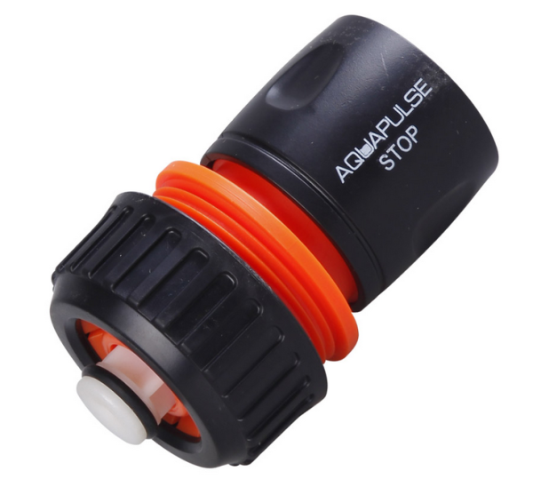 Соединитель быстросъемный пластиковый для шланга 3/4" + Аквастоп, AP 1005