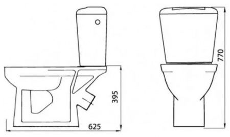 Унитаз "Комфорт Стандарт NEW" ЦОП, с бачком, белый, 1 кн.арм., косой выпуск, нижн.подв., сид. ПВХ