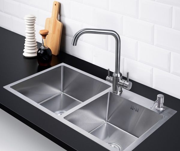 Набор 3 в 1 (Мойка врезная, 2 чаши+корзина+дозатор), РМС, MR-7843,600х500х220 мм