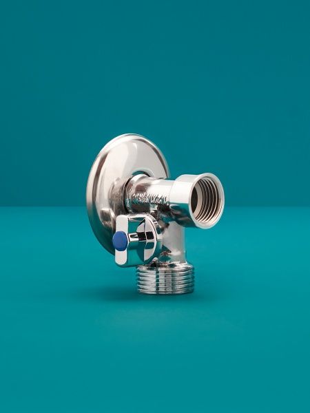 Кран для подключения приборов (проходной тройник с шар.краном) 1/2"НРх3/4"х1/2"ВР (хром)