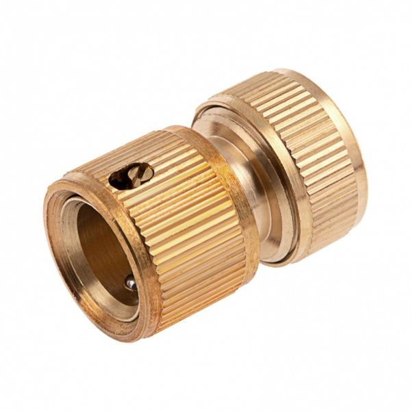 Соединитель быстросъемный латунный для шланга 1/2" + Аквастоп