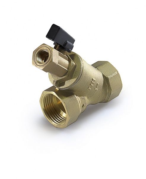 Фильтр косой сетчатый латунный муфтовый Ду 25 (с краном для промывки)