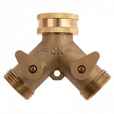 Разветвитель на две линии, регулируемый, ЛАТУННЫЙ на трубу ВР 3/4" для быстроразъемного соединения