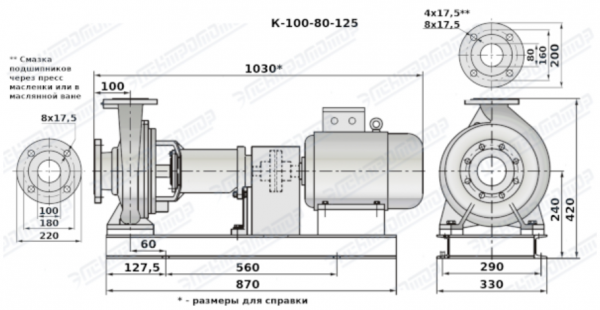 Насос (агрегатированный) К 100-80-125а-с  (7,5х3000)