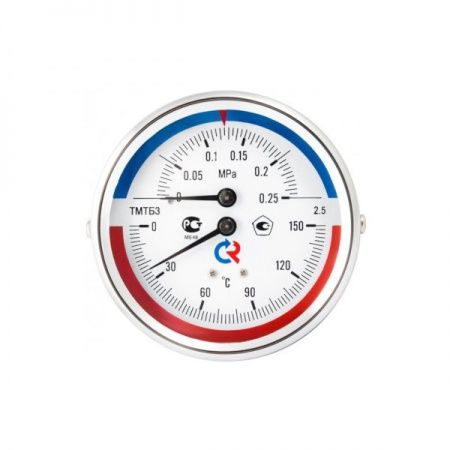 Термоманометр ТМТБ-3 0-6 бар, 0-120 оС (аксиальный, СЗАДИ), 80мм, G1/2"