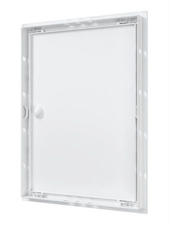 Дверца пластиковая АБС 318х418 (296х396) белая с фланцем, ручка