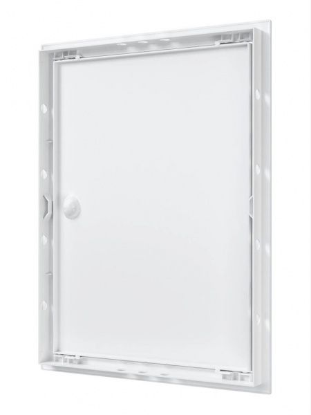 Дверца пластиковая АБС 318х418 (296х396) белая с фланцем, ручка