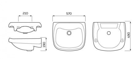 Умывальник "Водолей" без комплекта, без отверстия, белый