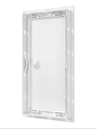 Дверца пластиковая АБС 168х318 (146х296) белая с фланцем, ручка