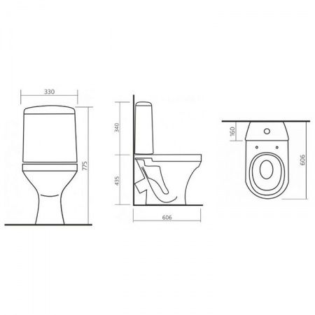 Унитаз "Аттика (эконом)", белый, 1 кн.арм., косой выпуск, нижн.подв., сид.полипр.