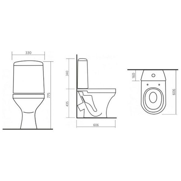 Унитаз "Аттика (эконом)", белый, 1 кн.арм., косой выпуск, нижн.подв., сид.полипр.