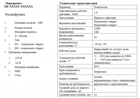 Клапан электромагнитный (соленоидный) МК   Ду 25 "НЗ", NBR, 220В, латунный