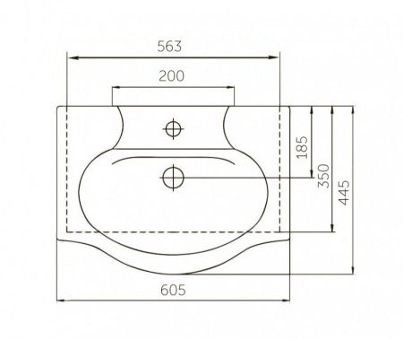 Умывальник мебельный "Элегия" с переливом, без комплекта, 1 отверстие, белый