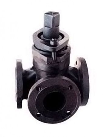 Кран чугунный, пробковый, фланцевый, трехходовой 11ч18бк Ду 80