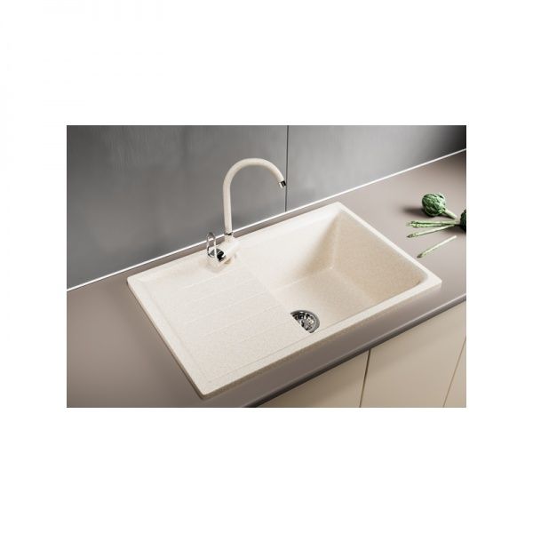 Мойка ML-GM19 с крылом, бежевая иск. мрамор 750х495х200 мм (328)