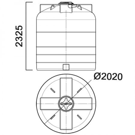 Емкость ПЭ цилиндрическая синего цвета 6100л (6100ВФК2)