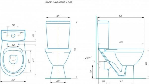 Унитаз "Соло Люкс", белый, 2кноп.,прямой вып.,нижн.подв., сиденье полипропилен, микролифт