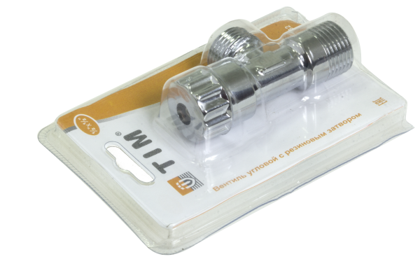 Кран вентильный для подключения приборов, с отражателем, УГЛОВОЙ 1/2"НРх1/2"НР (хром)