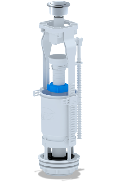 Узел выпуска бачка унитаза, 1 кнопка, пластик/хром