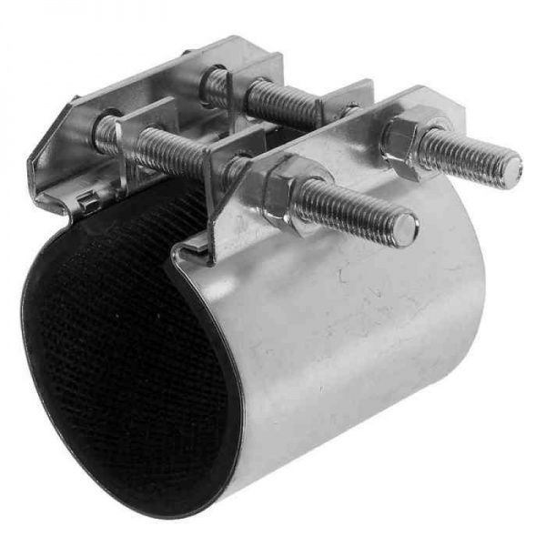 Хомут ремонтный оцинкованный (краб) Ду 50 (2") для труб диаметром 57-67 мм (ширина 70мм)