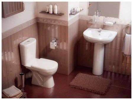 Унитаз "Комфорт", синий декор, 2кноп.,косой вып.,нижн.подв., сиденье полипропилен